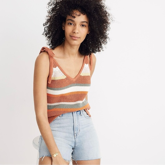 Madewell Striped Grandfield Tie-Strap Sweater Tank - Picture 2 of 7